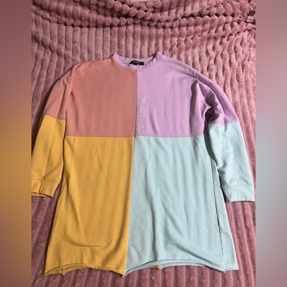 Missguided Colorblock Dress - Pink, Yellow, Purple, Blue
